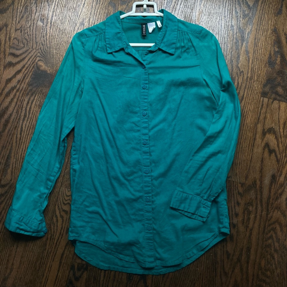 Women's H&M Teal Button Down Shirt Size US 2